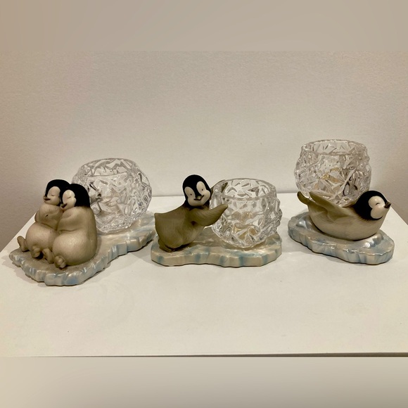 PartyLite Set of 3 Polar Penguin Pals Votive Holders - Picture 1 of 14